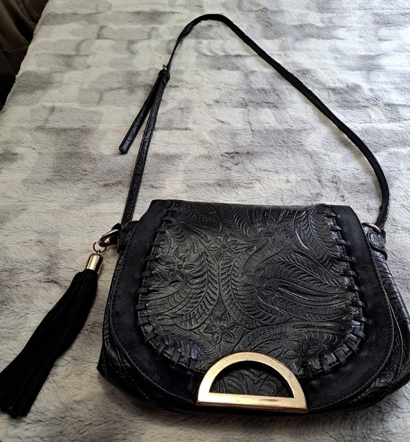 INC Concepts Black Maraa Ring Saddle Bag - Picture 1 of 7